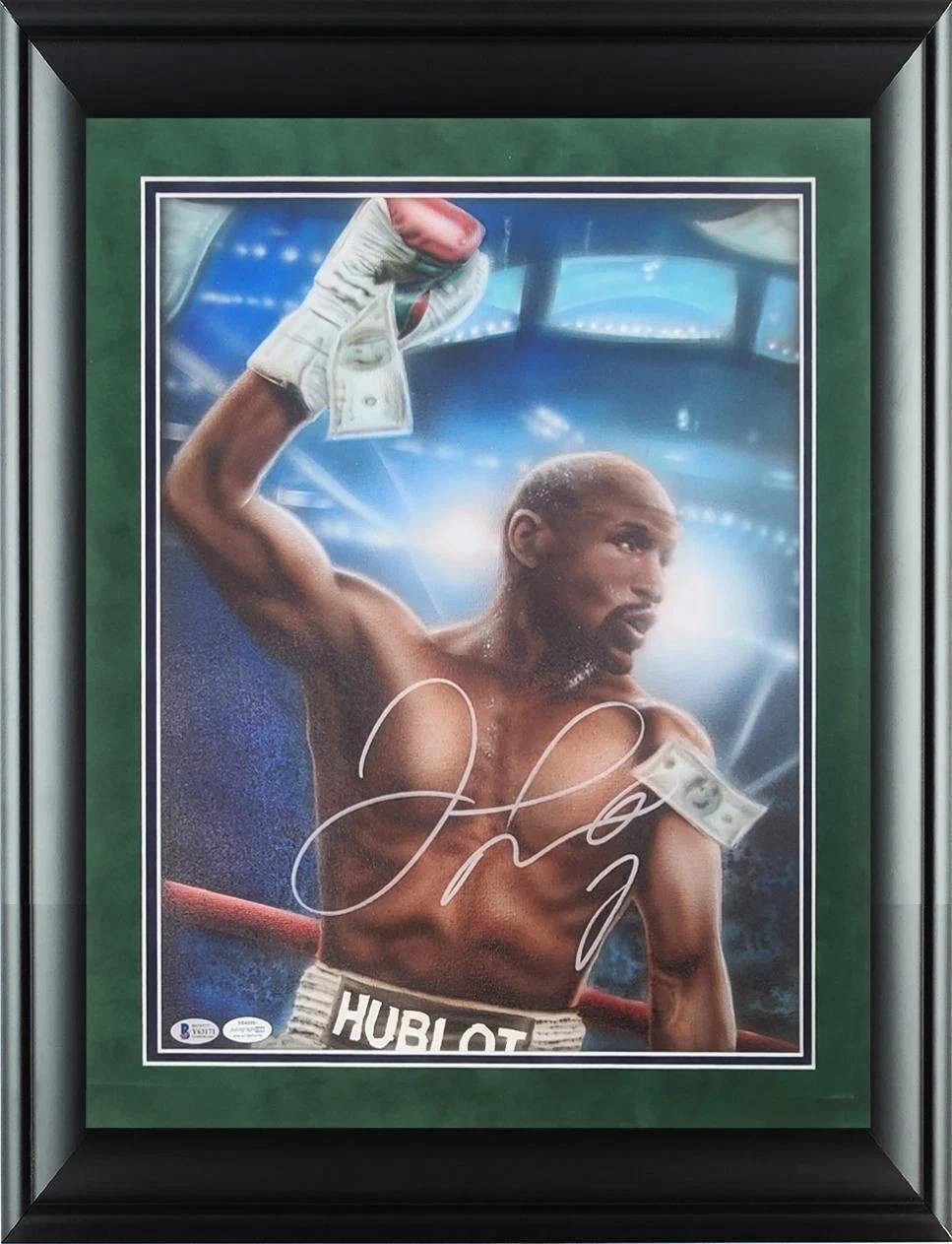 Floyd Mayweather Signed Hand Painted Framed Canvas BAS Witness ACOA
