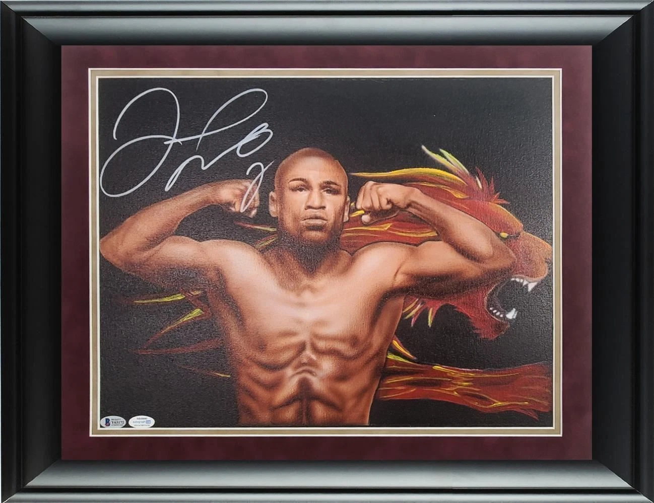 Floyd Mayweather Signed Hand Painted Framed Canvas BAS Witness ACOA