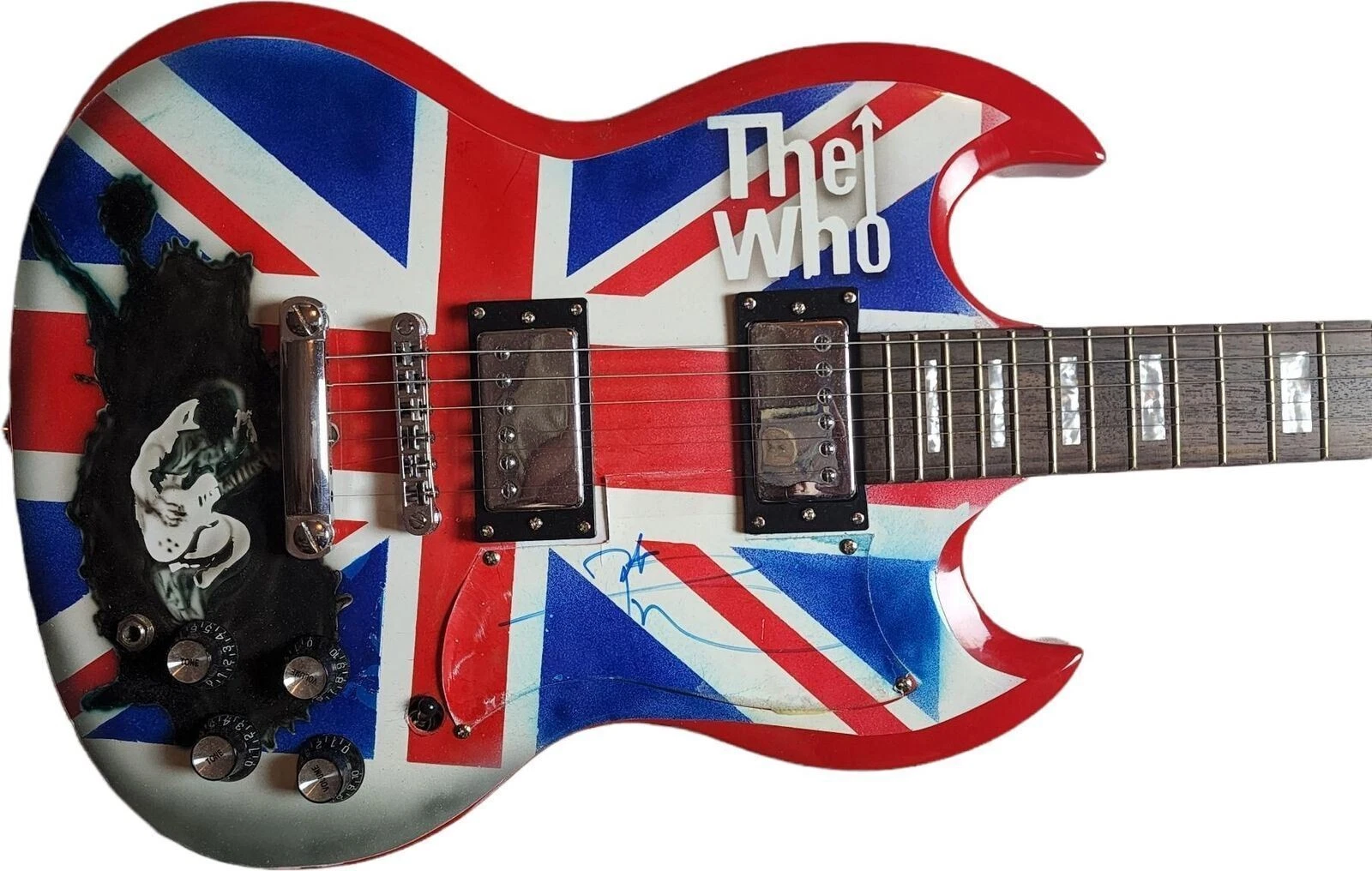 The Who Pete Townshend Autographed Hand Airbrushed Painting Guitar UACC AFTAL