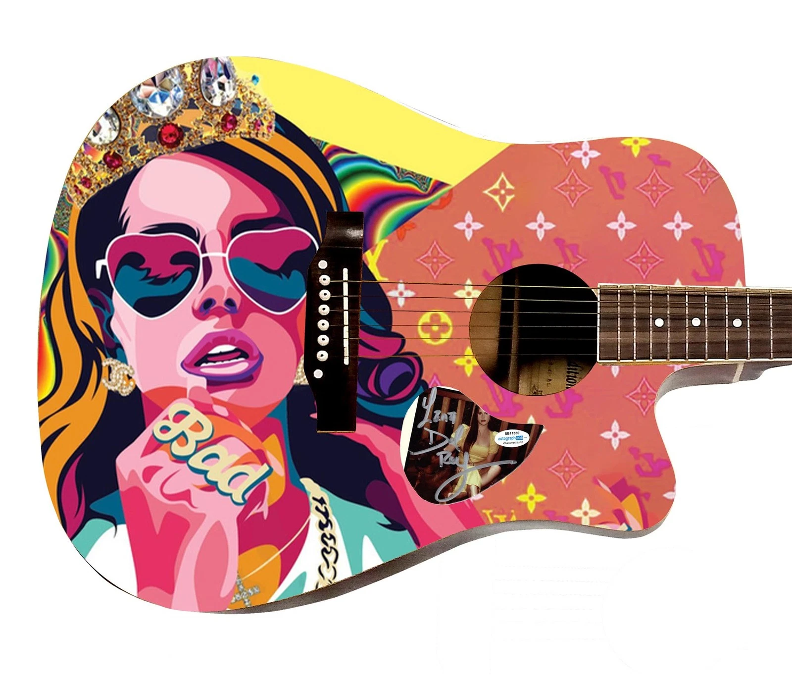 Lana Del Rey Signed Autographed Custom Graphics Photo Guitar ACOA