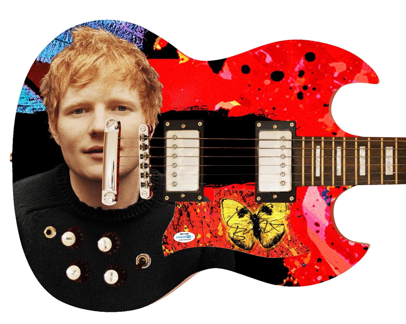 Ed Sheeran Signed Autographed Custom Graphics Photo Guitar ACOA
