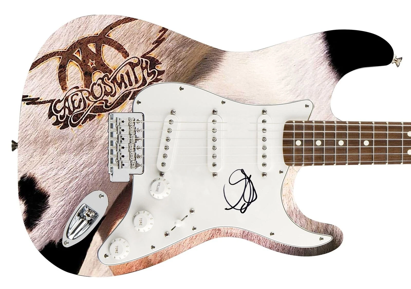 Aerosmith Signed Steven Tyler Photo Graphics Guitar