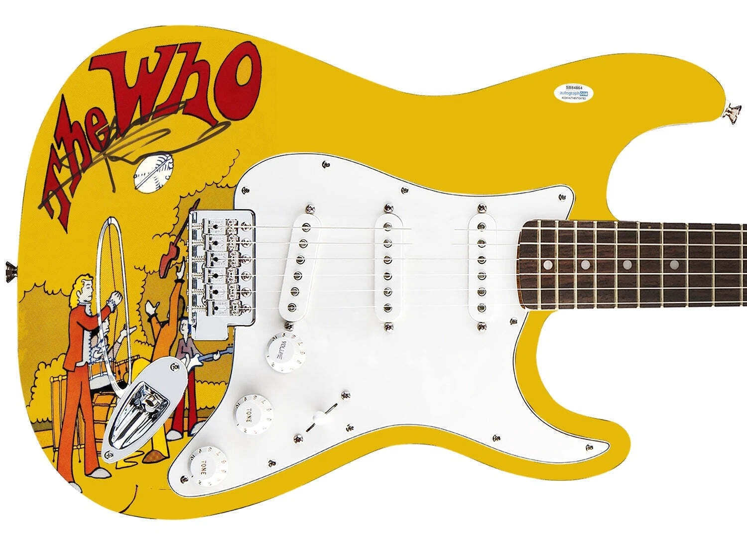 The Who Pete Townshend Signed Fender 1/1 Custom Graphics Photo Guitar ACOA