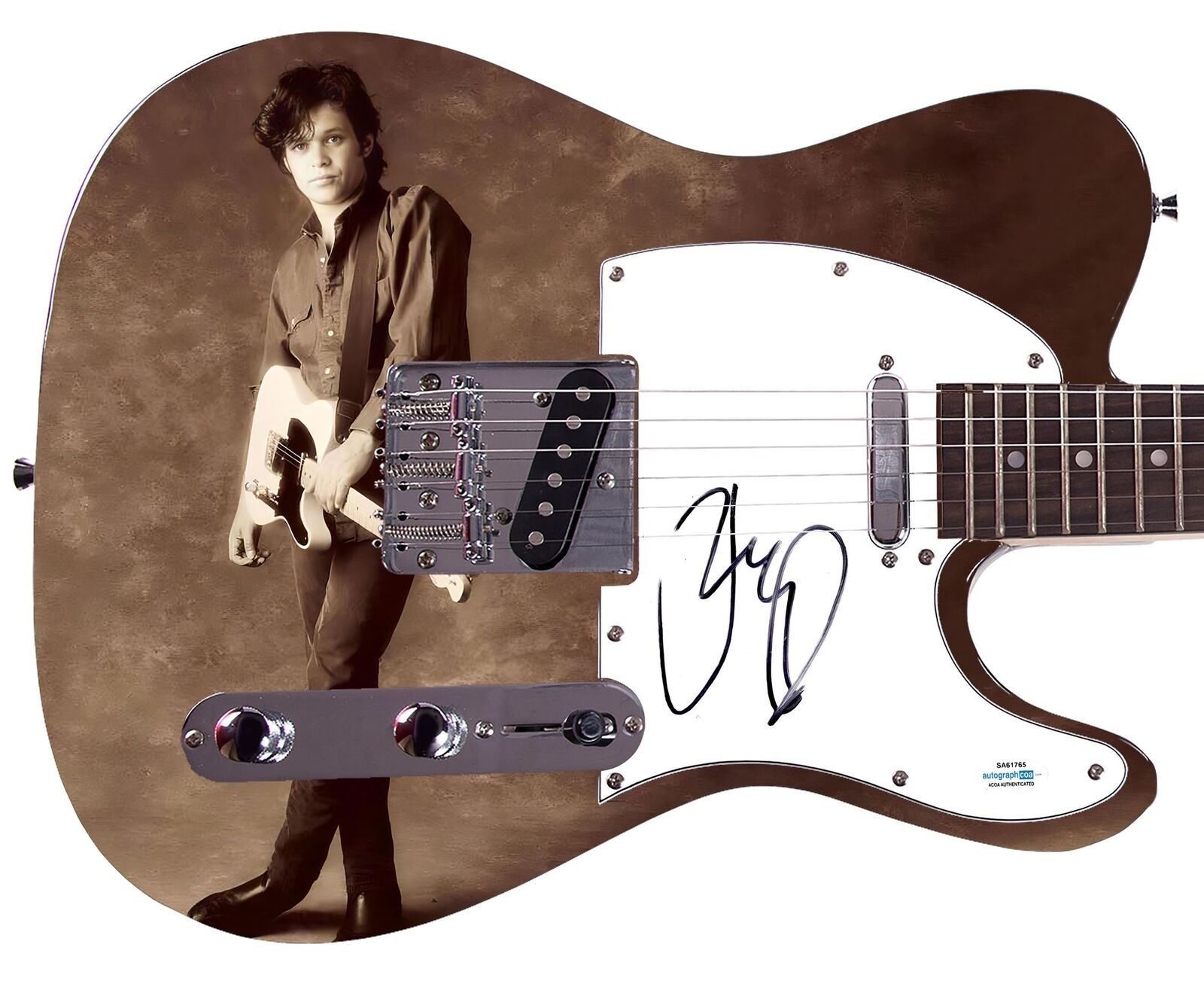 John Cougar Mellencamp Signed Custom 1/1 Graphics Photo Guitar ACOA