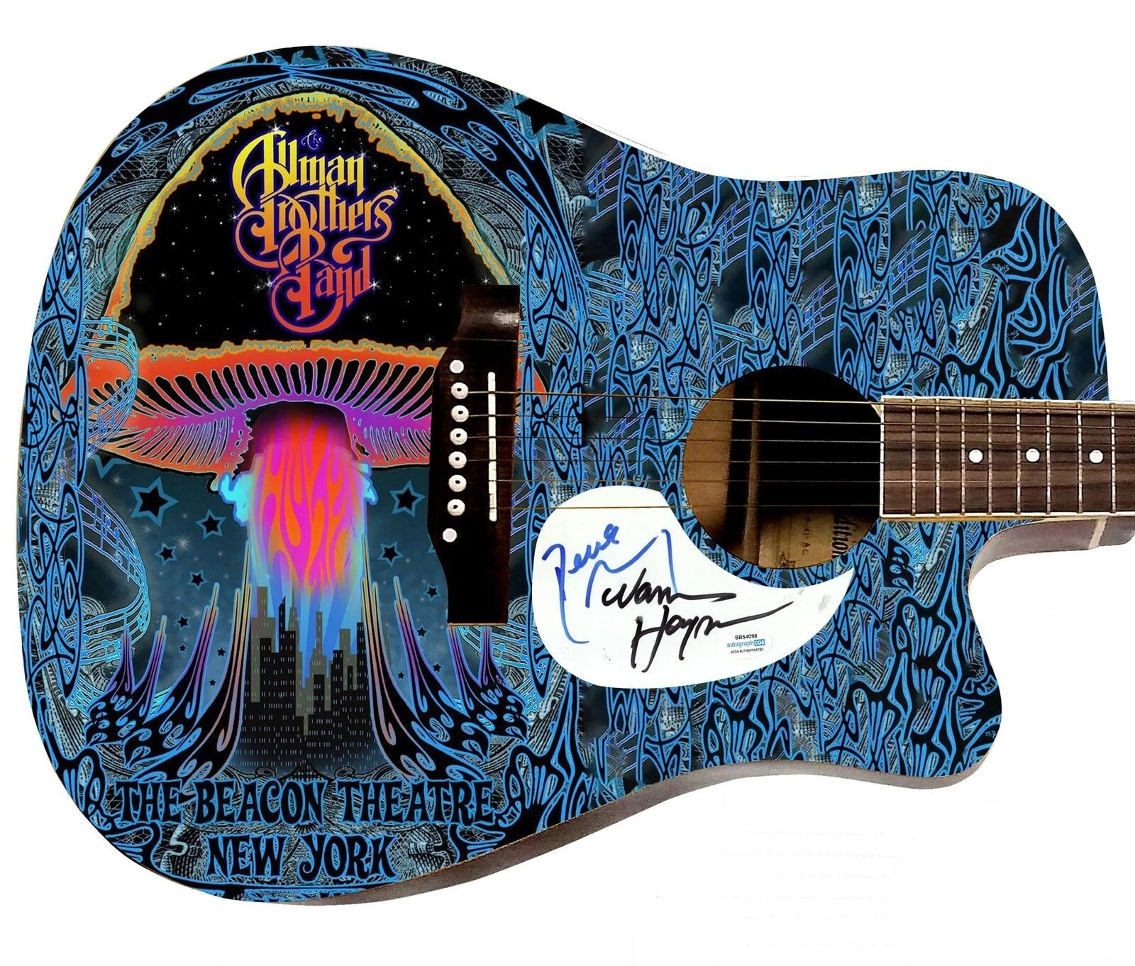 The Allman Brothers Band Signed 1/1 Custom Graphics Photo Guitar ACOA