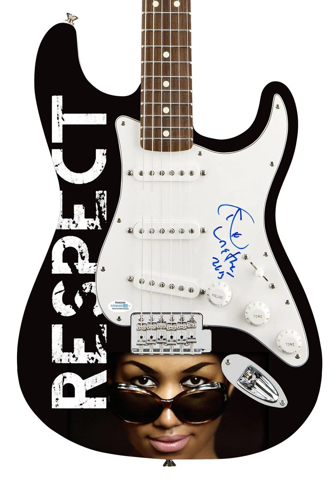 Aretha Franklin Signed Autographed Photo Graphics Guitar ACOA