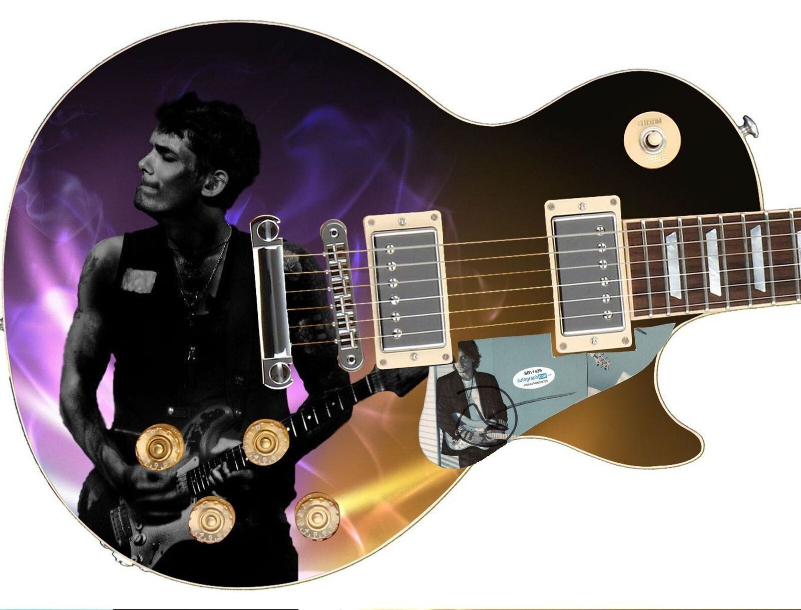 John Mayer Epiphone Autographed Custom Photo Graphics Guitar ACOA