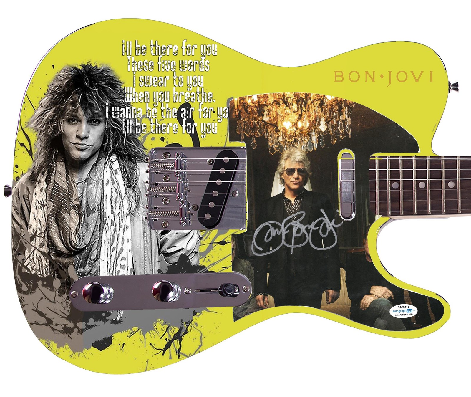 Jon Bon Jovi Signed I'll Be There For You Graphics Guitar ACOA