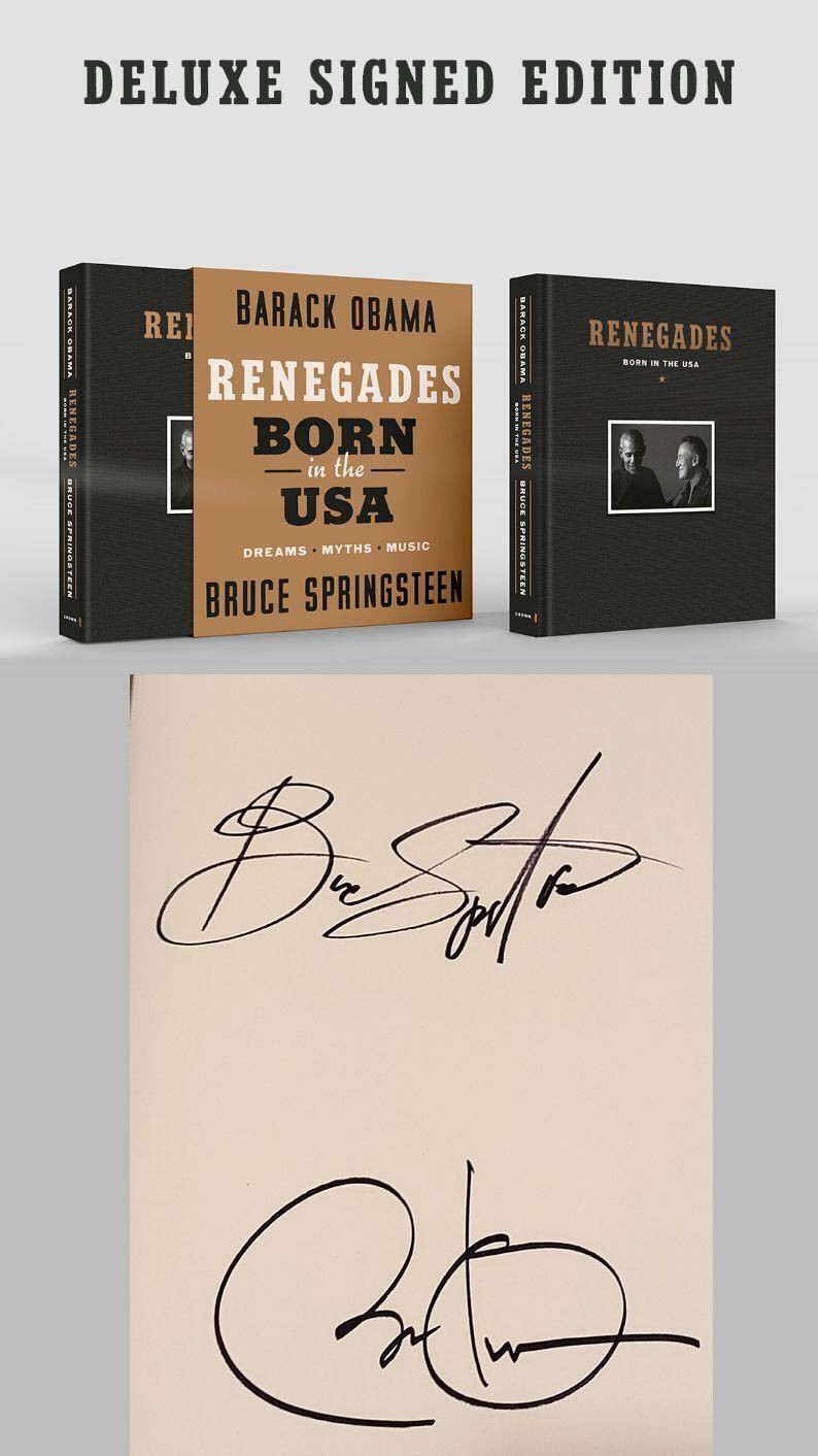 Bruce Sringsteen Barack Obama Signed Renegades Book ACOA
