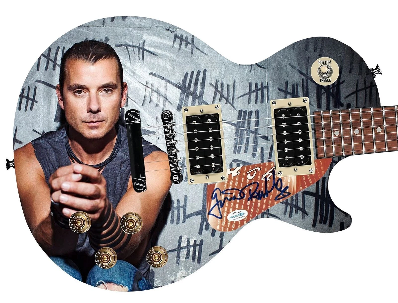 Bush Gavin Rossdale Epiphone Autographed Custom Photo Graphics Guitar ACOA