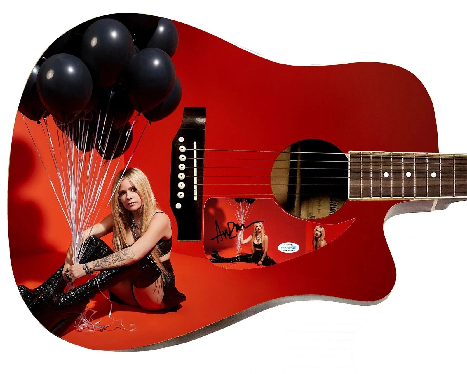 Avril Lavigne Love Sucks Album Autographed Custom Graphics Photo Guitar ACOA