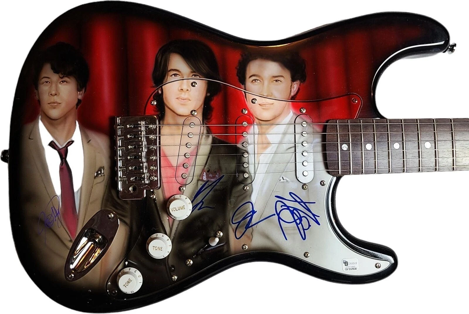 The Jonas Brothers Signed Hand Airbrushed Painting Fender Guitar