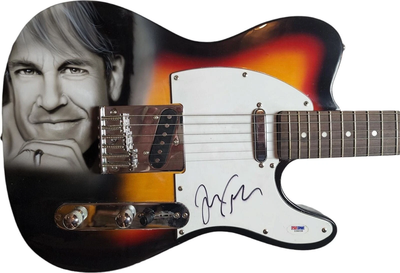 John Tesh Signed Autographed Hand Airbrushed Painting Guitar UACC AFTAL RACC TS
