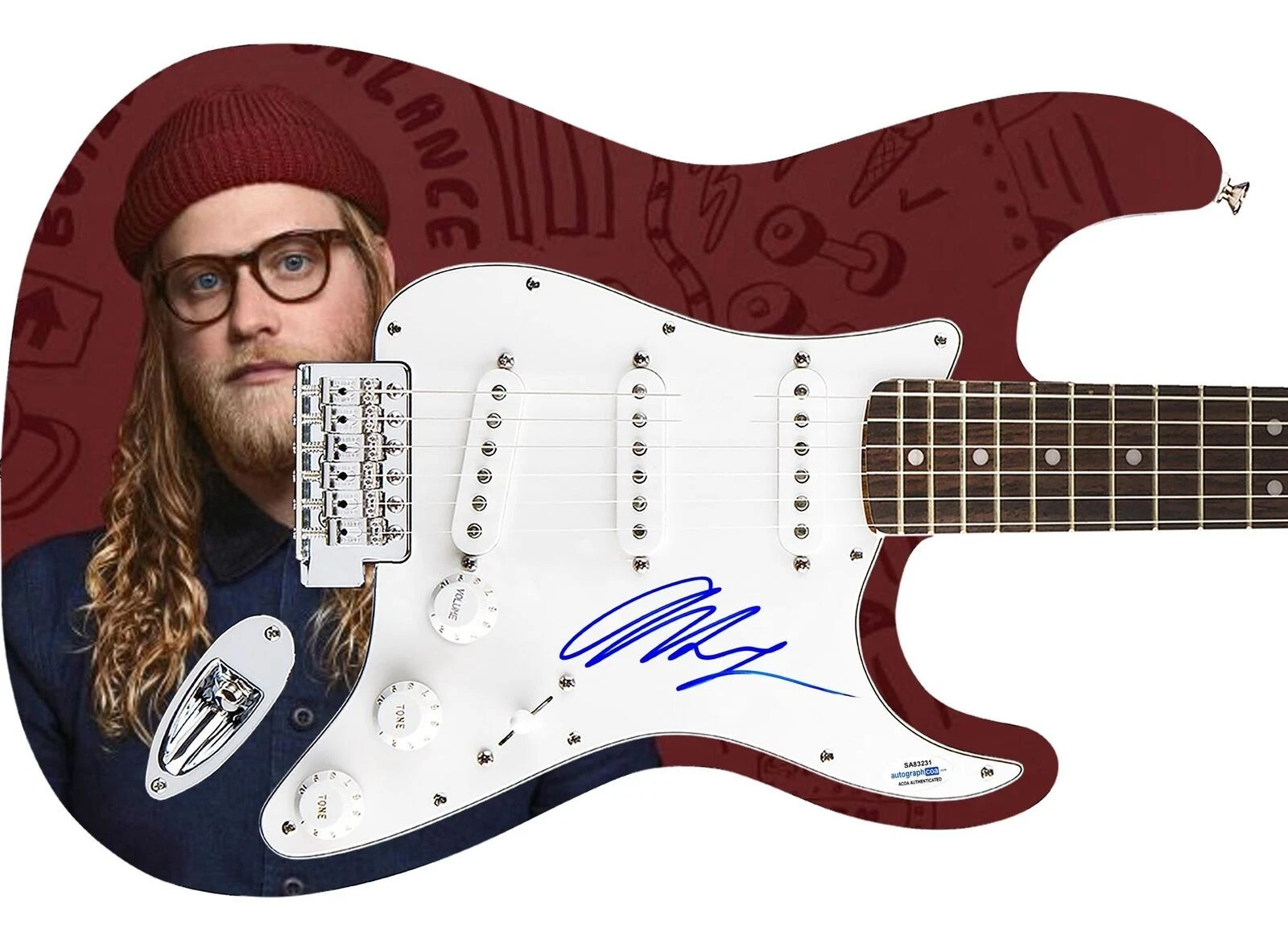 Allen Stone Signed Autographed 1/1 Custom Graphics Photo Guitar ACOA