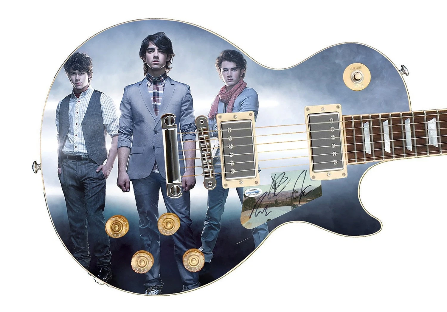 Jonas Brothers Signed Autographed Custom Photo Graphics Guitar ACOA
