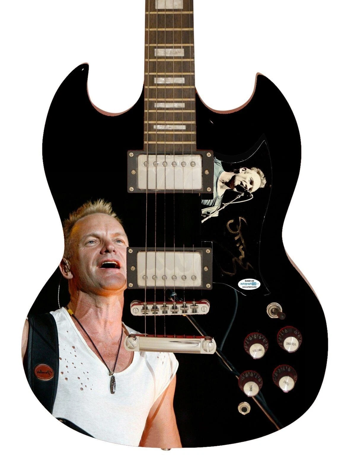 Sting Signed Autographed Photo Graphics Guitar ACOA ACOA