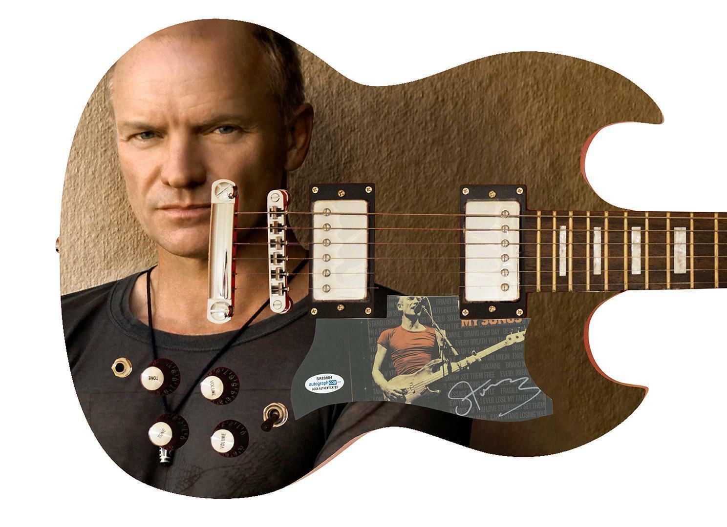 Sting Signed Autographed Custom Photo Graphics Guitar ACOA ACOA