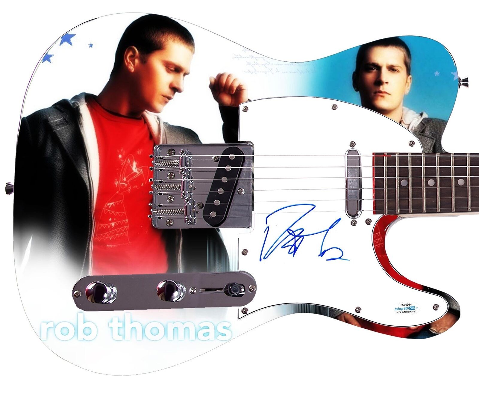 Rob Thomas Matchbox Twenty Autographed Custom 1/1 Graphics Photo Guitar ACOA