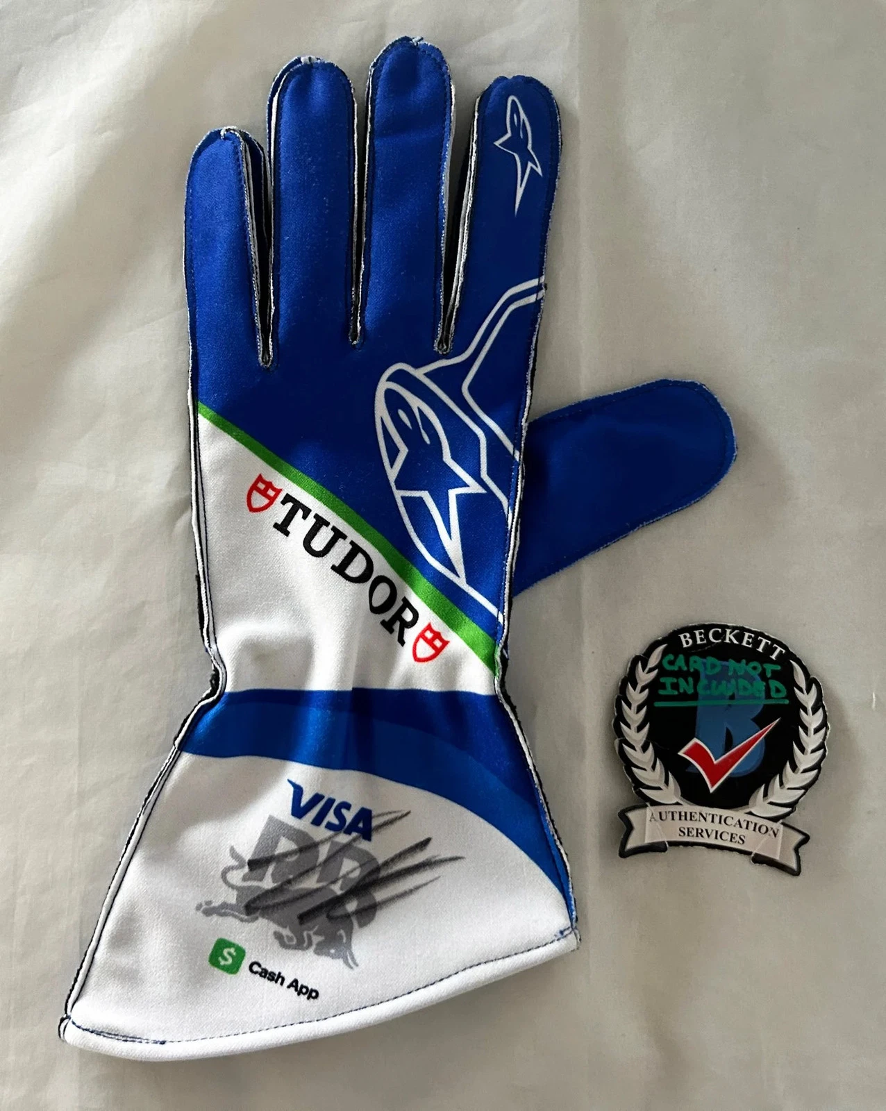 Isack Hadjar Signed Racing Glove Visa Cash App Racing Bulls Formula 1 F1 Beck...