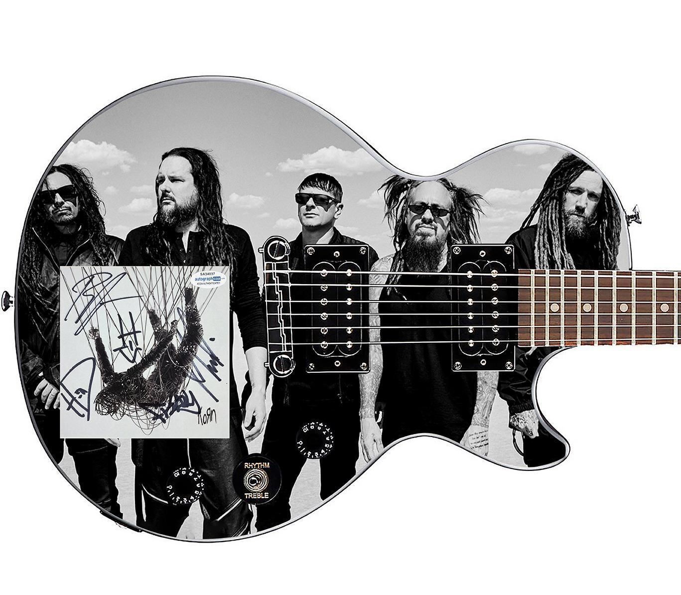Korn Signed Autographed Gibson Epiphone Custom Graphics Photo Guitar ACOA
