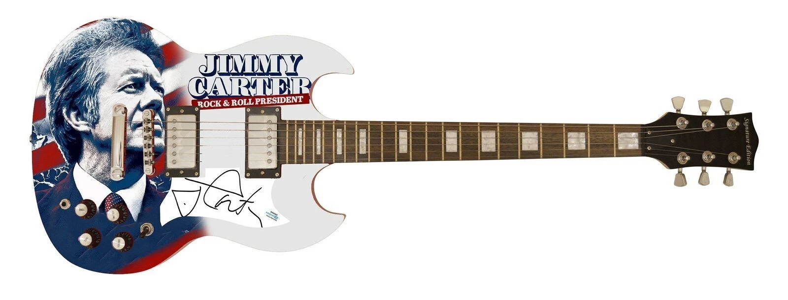 President Jimmy Carter Signed Autographed Photo Guitar ACOA