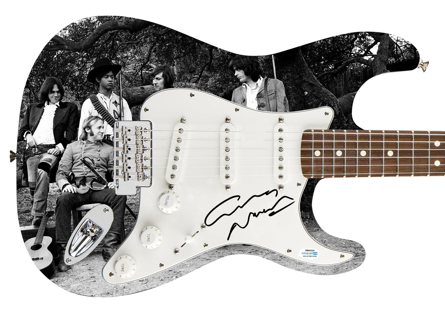 Graham Nash Signed Autographed 1/1 Custom Graphics Photo Guitar ACOA