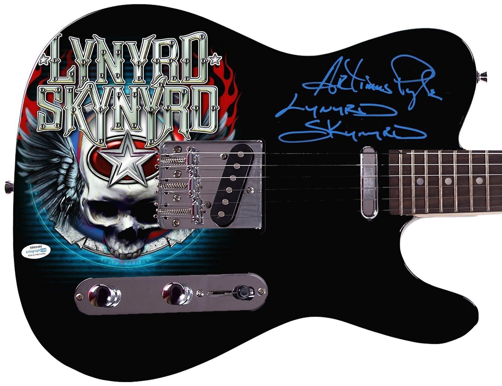 Lynyrd Skynyrd Artimus Pyle Signed Photo Graphics Guitar Exact Proof ACOA