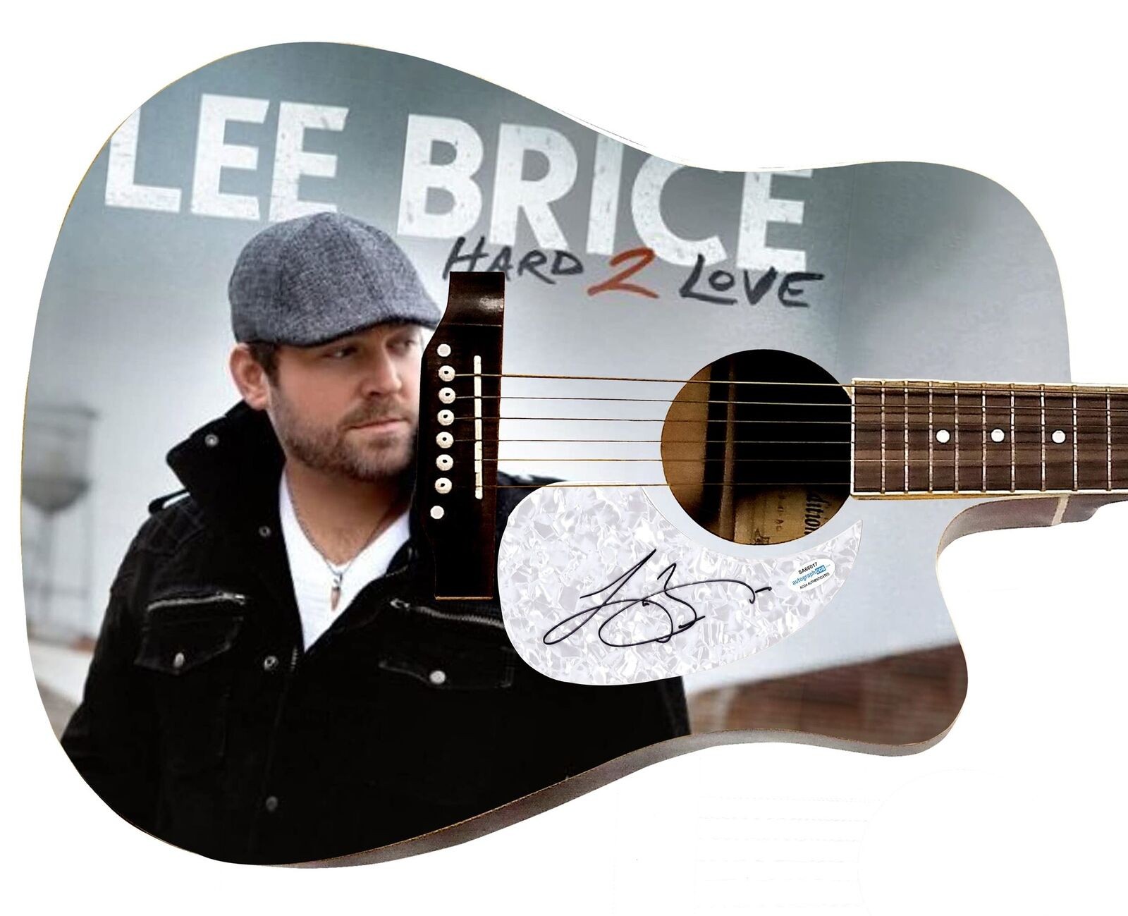 Lee Brice Signed Hard 2 Love Album LP Cd Graphics 1/1 Acoustic Guitar ACOA