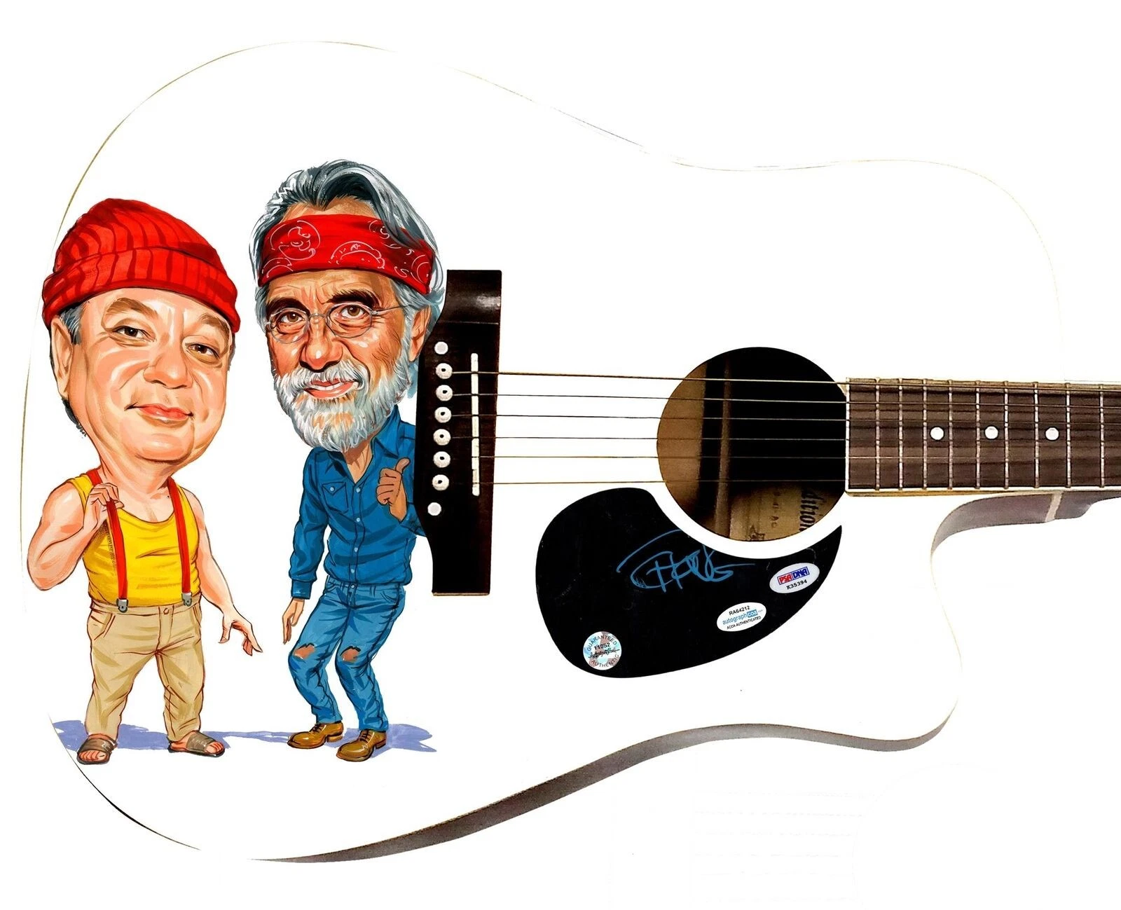 Tommy Chong of Cheech & Chong Signed Custom Graphics 1/1 Acoustic Guitar