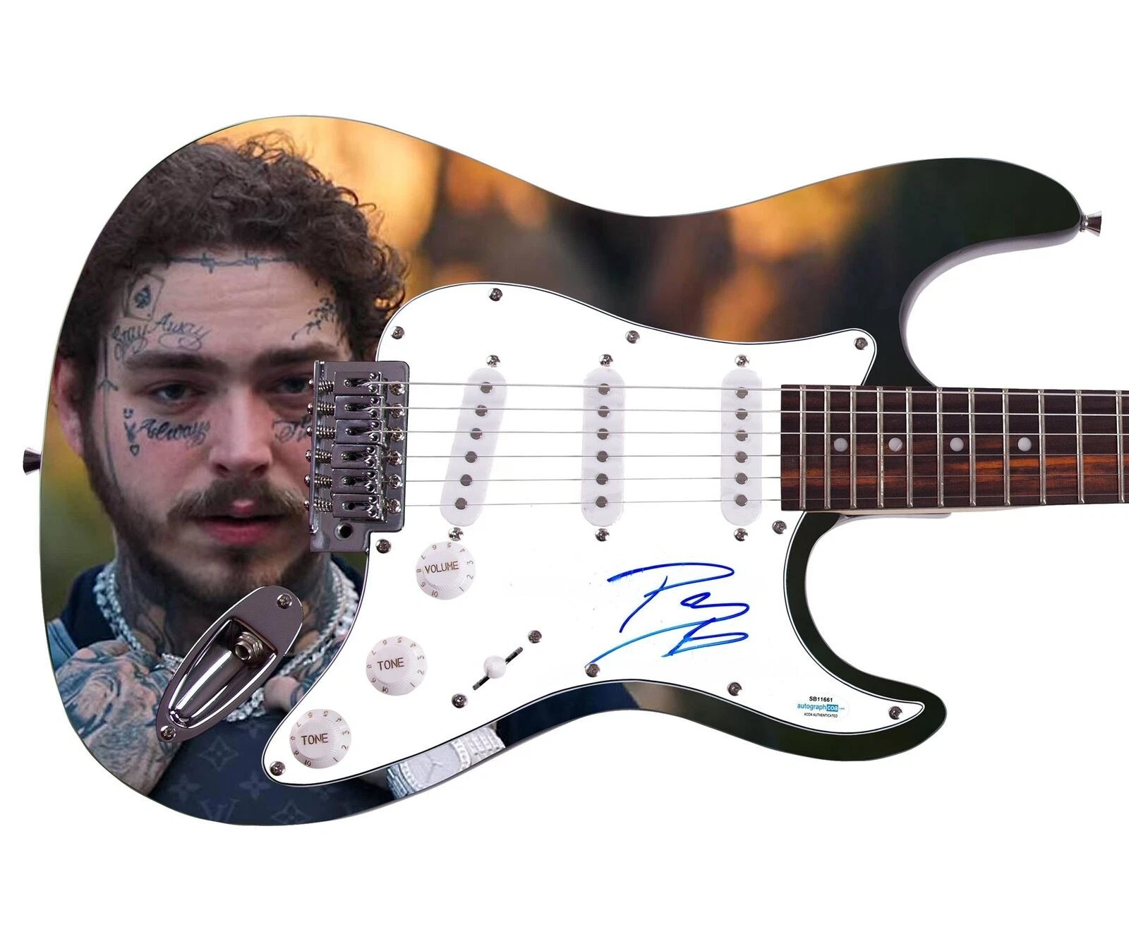 Post Malone Signed Autographed Custom Graphics Guitar ACOA