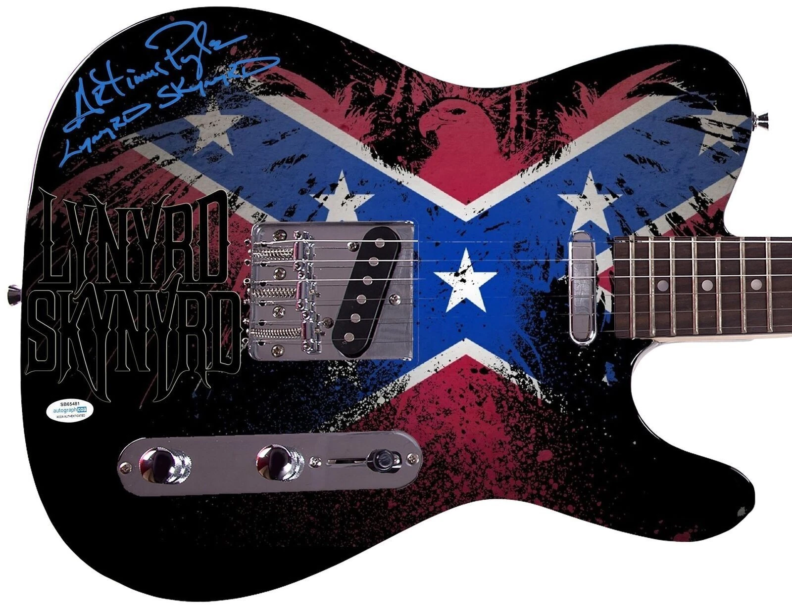 Lynyrd Skynyrd Artimus Pyle Signed Freebird Graphics Guitar Exact Proof