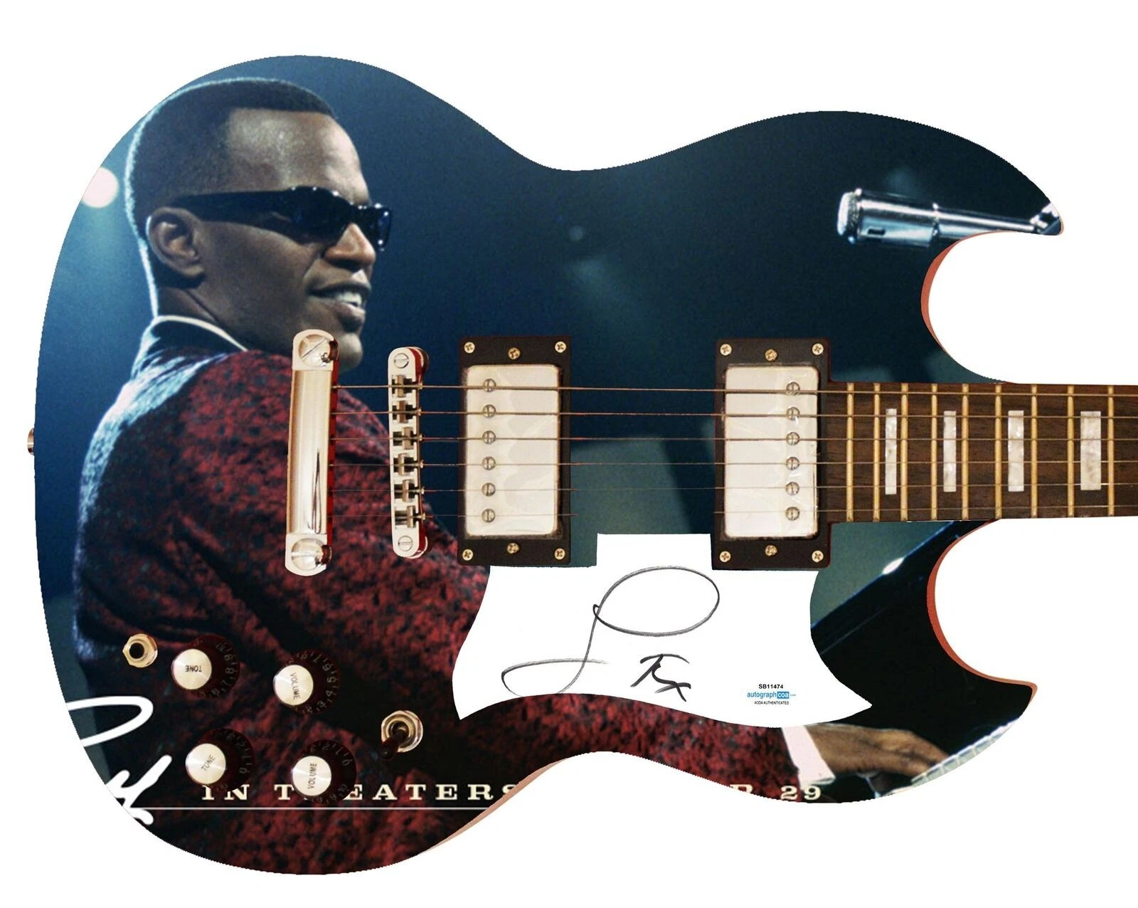 Jamie Foxx Signed RAY Autographed Custom Graphics Photo Guitar ACOA