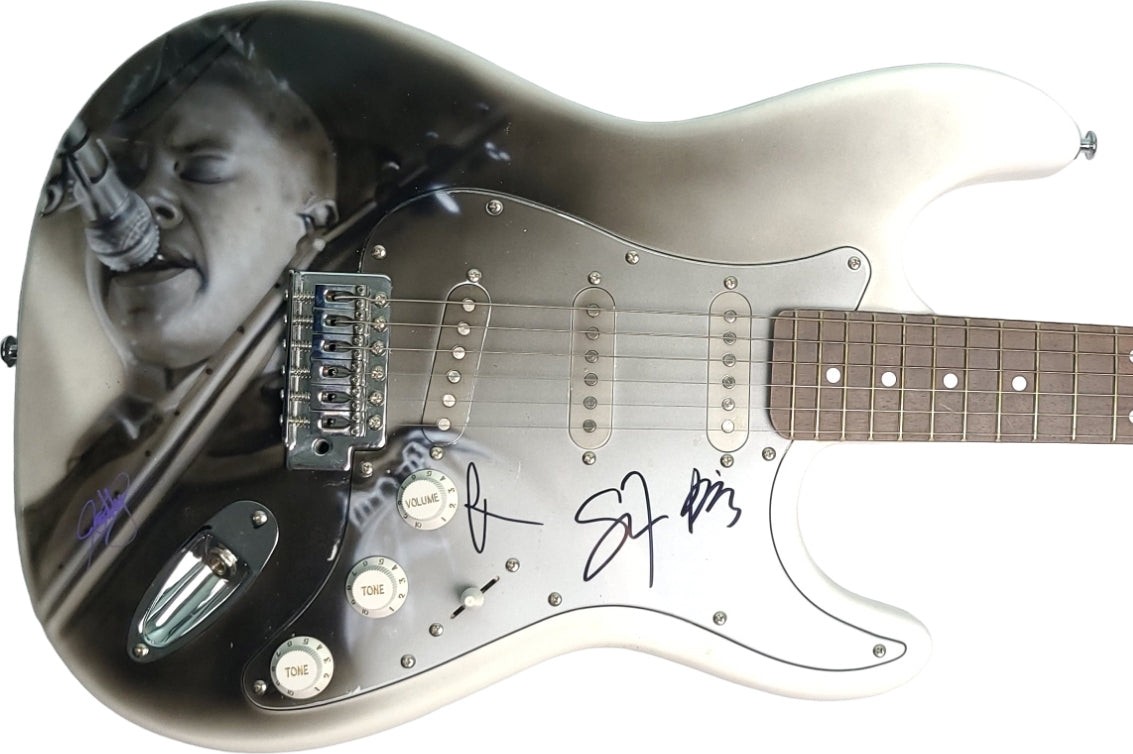 Interpol Paul Banks Sam Fogarino Daniel Kessler Signed Airbrushed Guitar