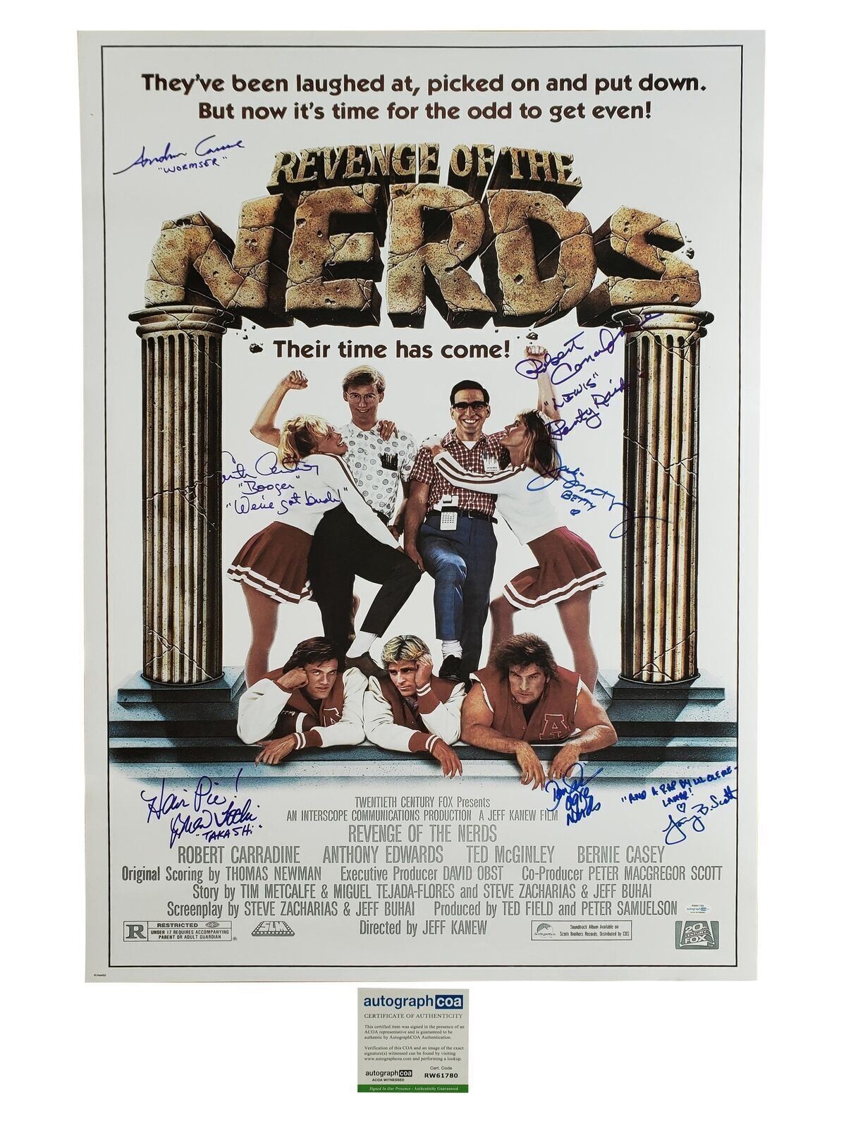 Revenge Of The Nerds Cast Signed Full Sized Movie Poster Exact Proof