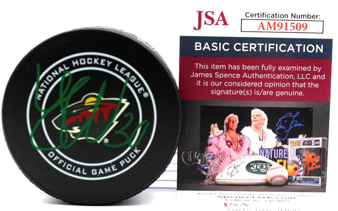 Jesper Wallstedt Signed Minnesota Wild Official Game Puck w/JSA COA AM91509
