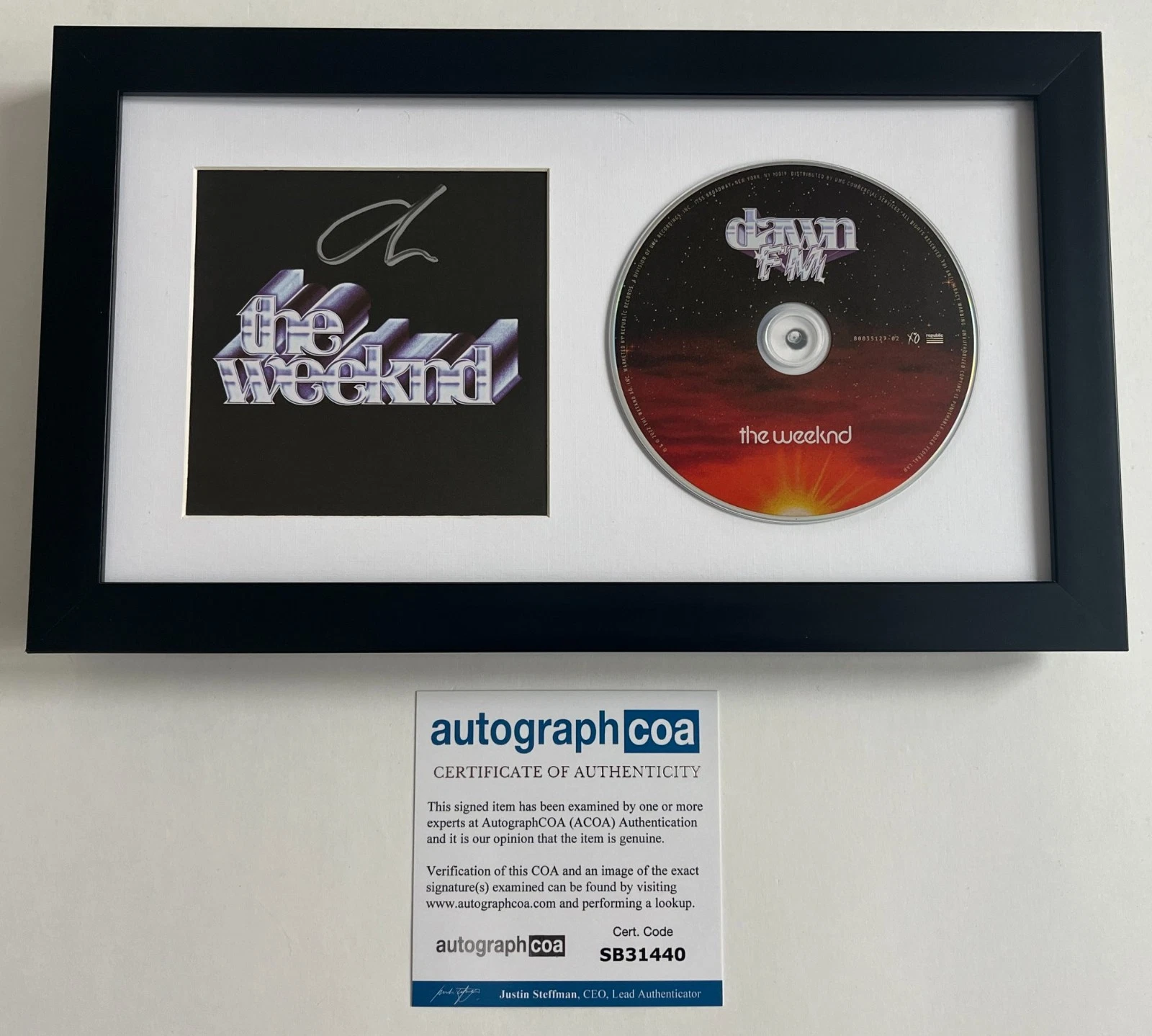 THE WEEKND ABEL TESFAYE SIGNED FRAMED & MATTED DAWN FM CD w/ AUTOGRAPH COA ACOA