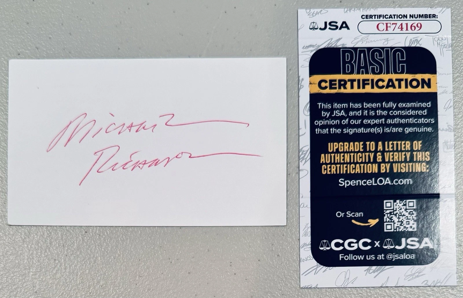Michael Richards Signed Autographed 3x5 Card JSA Cert Seinfeld Kramer