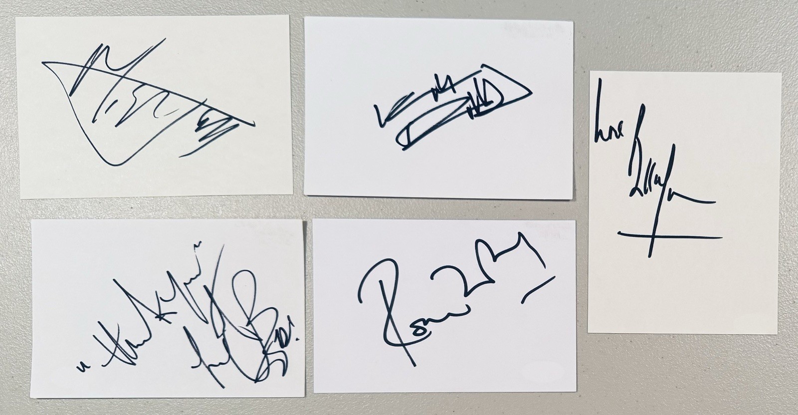 Rolling Stones Signed Auto Set 4x6 Cards X5 JSA Cert Mick Jagger Keith Richards