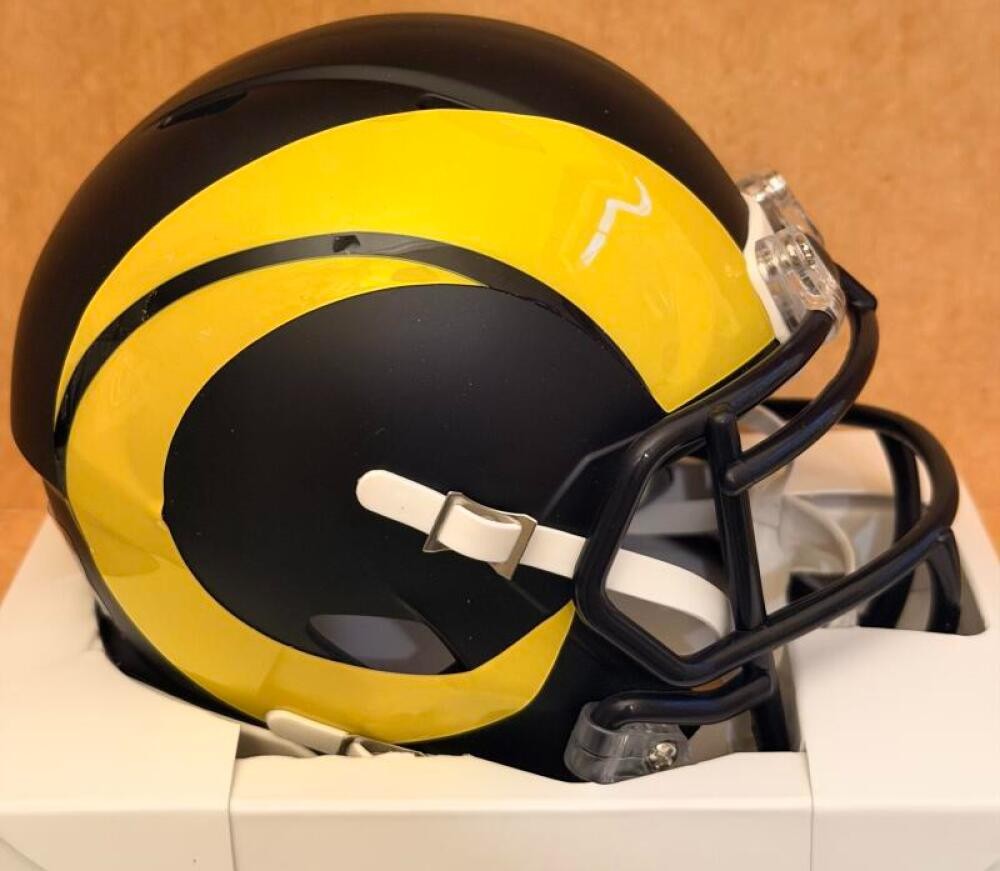 LOS ANGELES RAMS  UNSIGNED RIVALRY MINI HELMET WITH COA