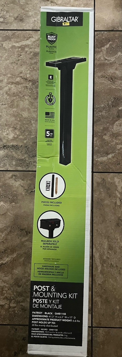 Gibraltar Mailboxes GMB115B Patriot Mailbox Post Black