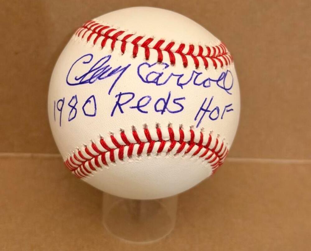 CLAY CARROLL 1980 REDS HOF  SIGNED AUTO M.L. BASEBALL JSA AUTH