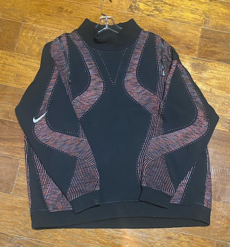 Nike City Ready Yoga Mock Neck L Black Multi-color Sweater