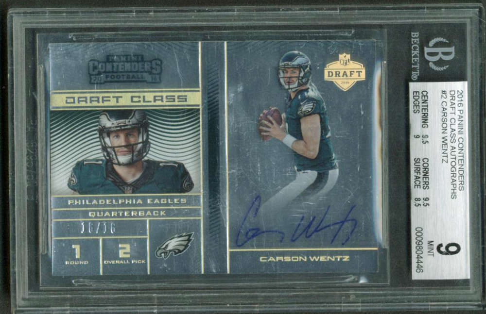 Carson Wentz Signed Auto 2016 Panini Contenders Draft Class /16 BGS 9 10