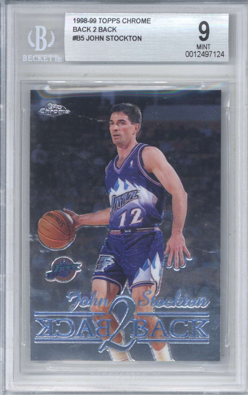 John Stockton 1998-99 Topps Chrome Back 2 Back #B5 Beckett BGS 9