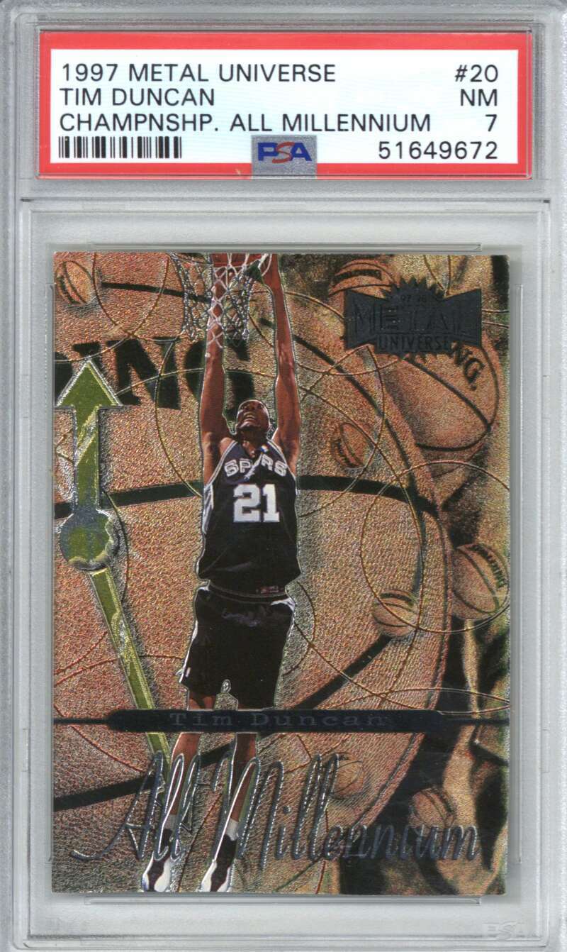 1997 Metal Universe Championship All Millennium 20 Tim Duncan PSA 7