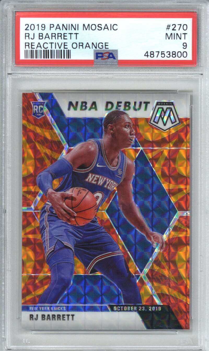 2019 Panini Mosaic 270 RJ Barrett Reactive Orange PSA 9