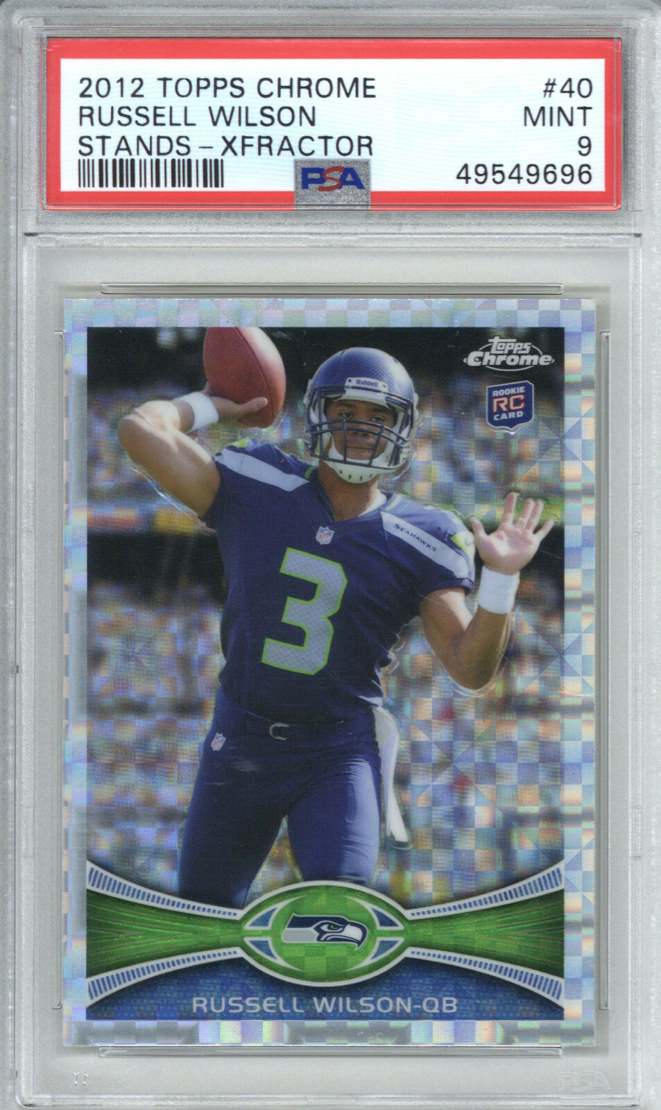 2012 Topps Chrome 40 Russell Wilson Stands-Xfractor PSA 9