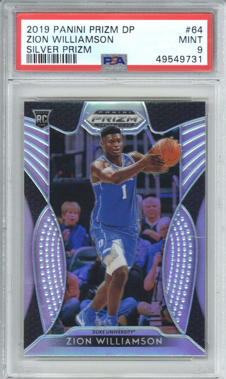 2019 Panini Prizm Draft Picks 64 Zion Williamson Silver Prizm PSA 9