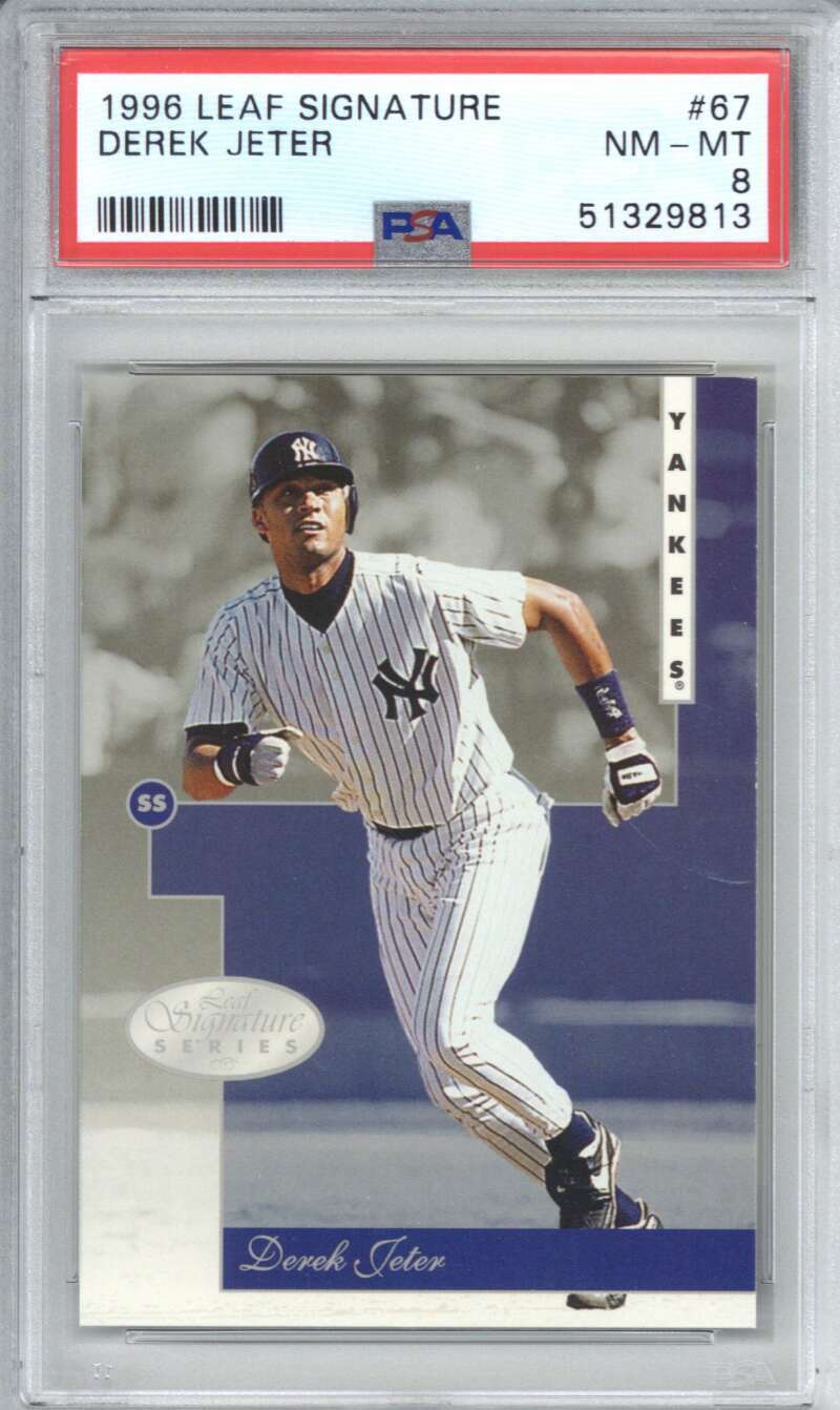 1996 Leaf Signature 67 Derek Jeter PSA 8