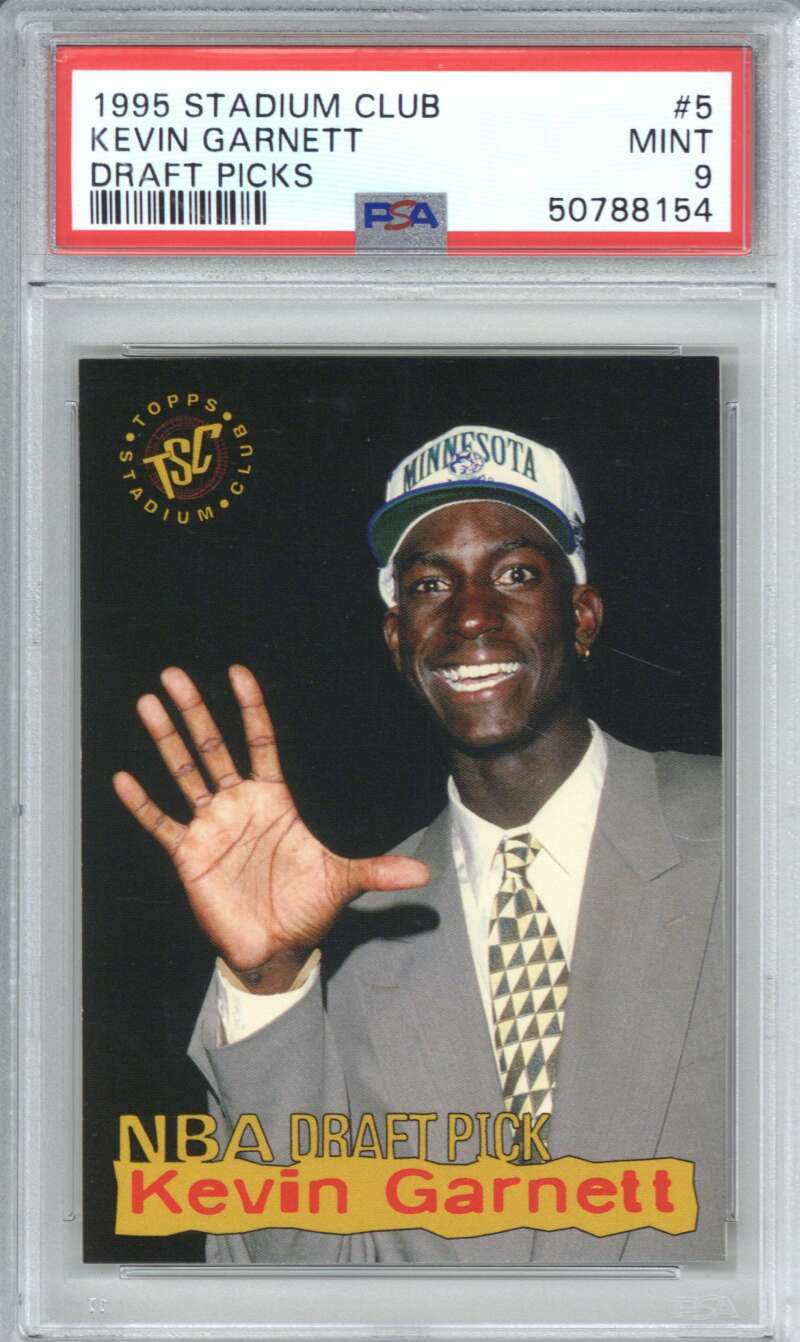 1995 Stadium Club 5 Kevin Garnett Draft Picks PSA 9